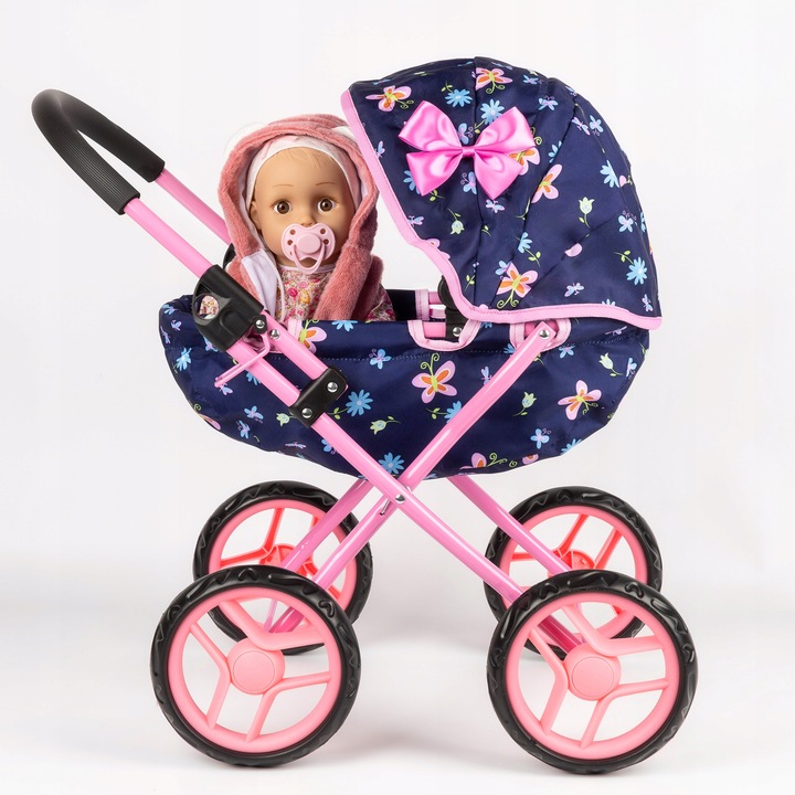 KINDERPLAY WÓZEK DLA LALEK GŁĘBOKI GONDOLA SKŁADANY DASZEK MIĘKKIE KOŁA