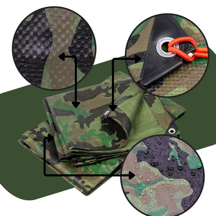 PLANDEKA MORO 3X4m WZMACNIANA KAMUFLAŻOWA TARP PŁACHTA MASKUJĄCA