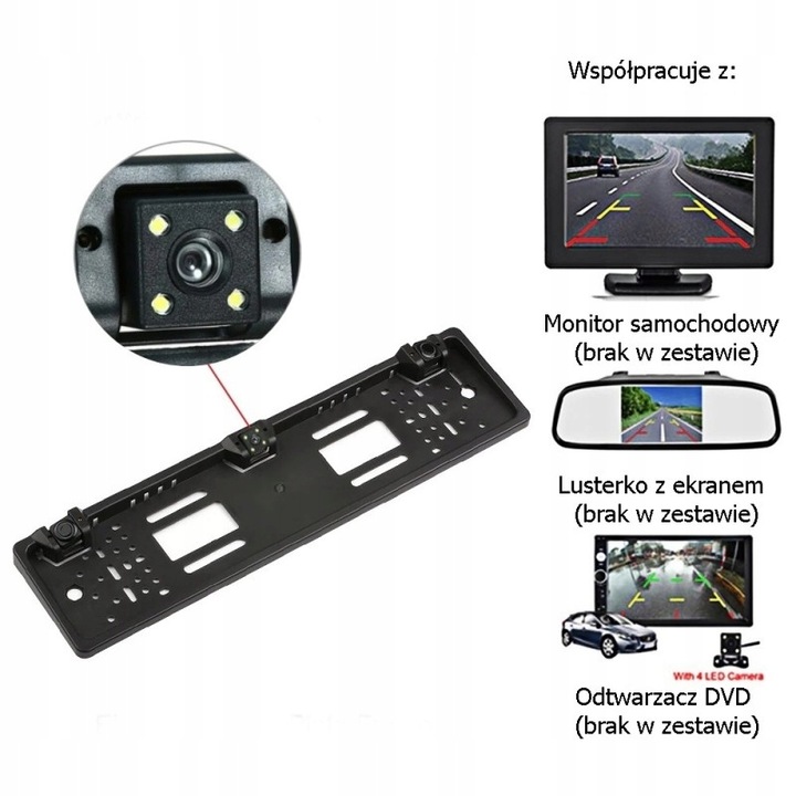 Kamera cofania i 2x czujniki parkowania w ramce