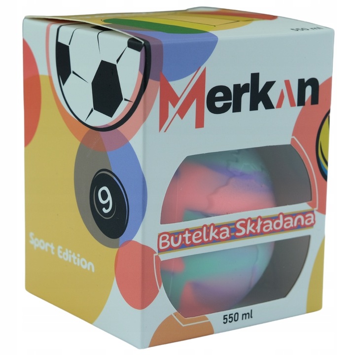 MERKAN Bidon Do Szkoły Butelka Na Wodę Dla Dziecka W Kształcie Piłki 550 ml