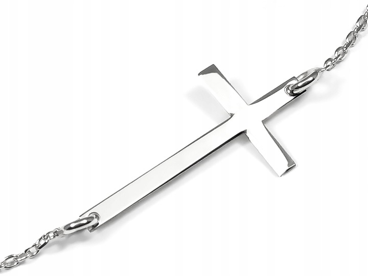 ŁAŃCUSZEK NASZYJNIK CELEBRYTKA KRZYŻYK ZE SREBRA PRÓBY 925 RODOWANEGO