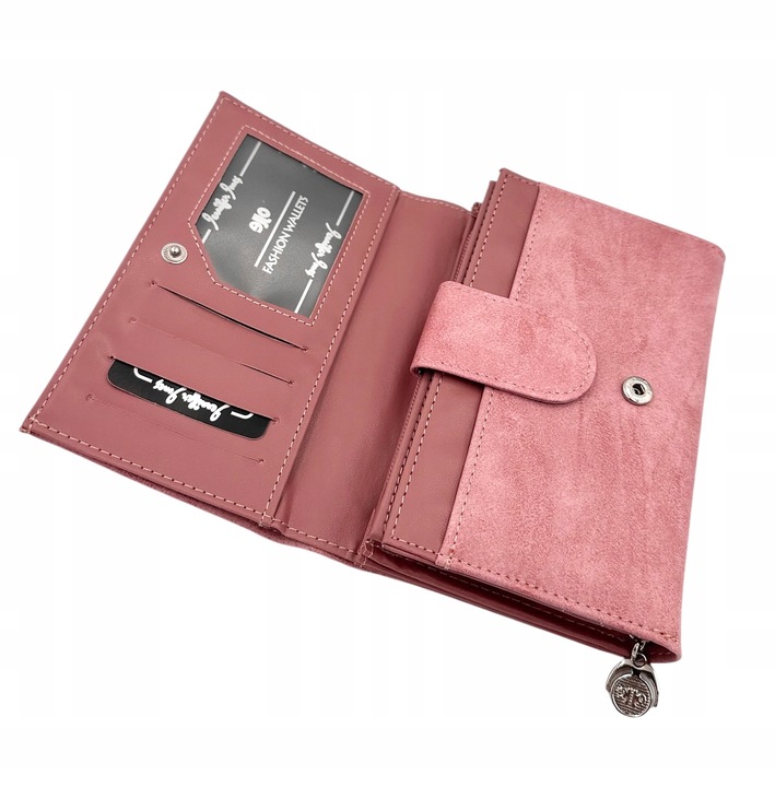 PORTFEL damski mały skórzany prezent różowy Jennifer Jones pojemny eko