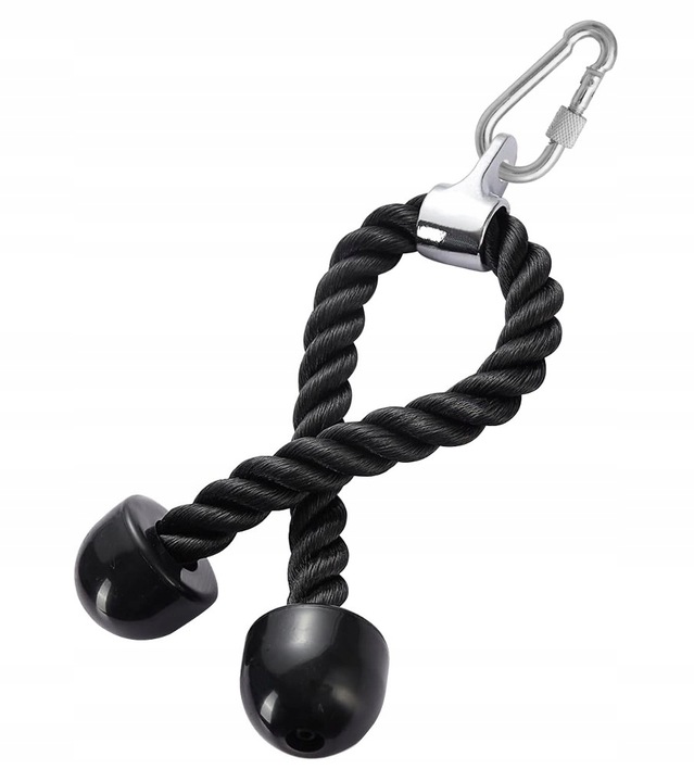 SZNUR UCHWYT DO WYCIĄGU LINA NA TRICEPS MASYWNA I SOLIDNA Z KARABIŃCZYKIEM