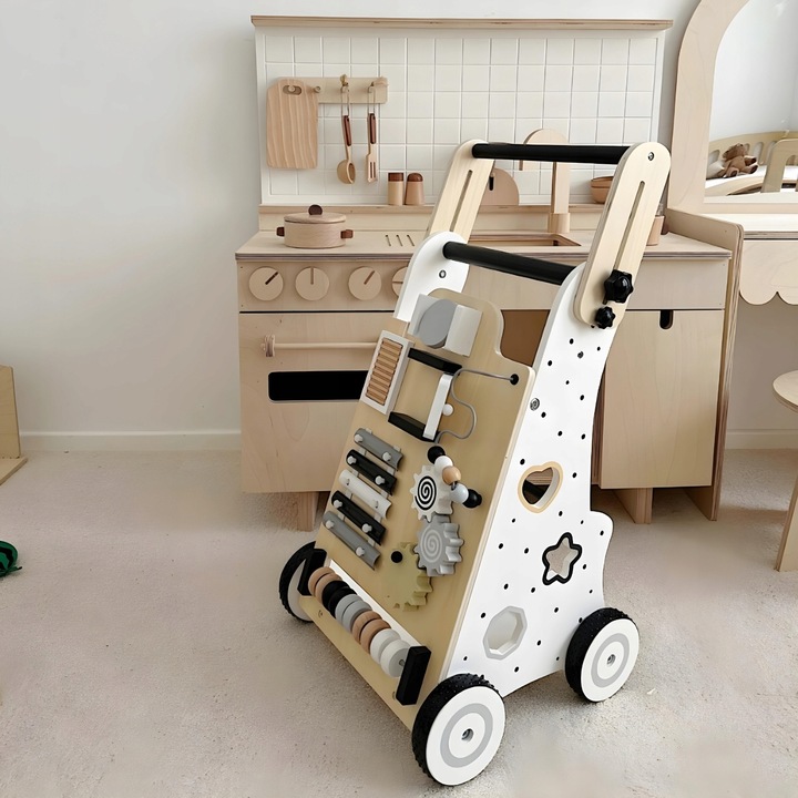 CHODZIK DLA DZIECKA PCHACZ DREWNIANY JEŹDZIK TABLICA MANIPULACYJNA PREZENT