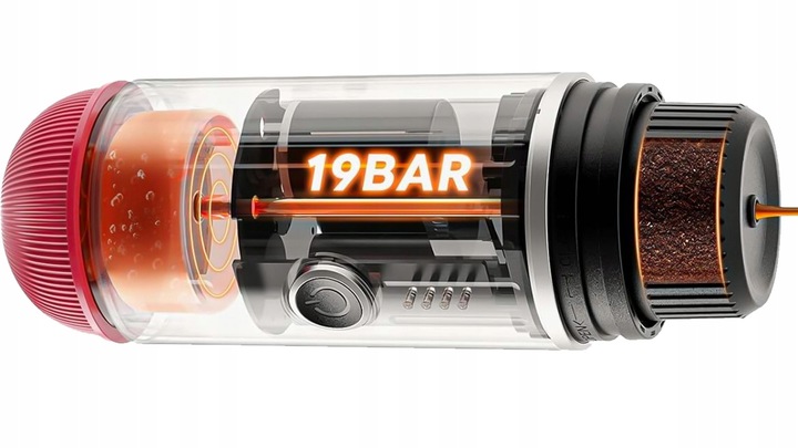PRZENOŚNY MINI EKSPRES DO KAWY MIELONEJ KAPSUŁKI PODGRZEWA WODĘ 19 BAR 100W