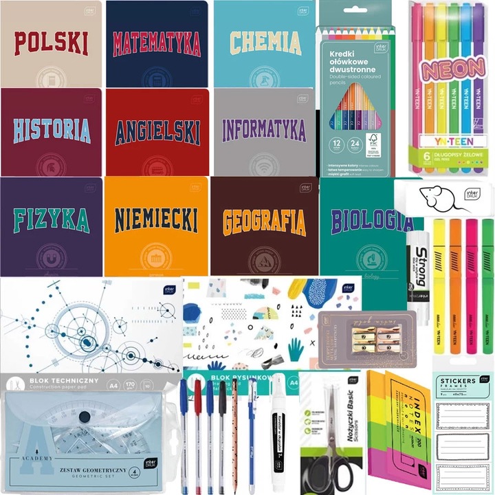 WYPRAWKA SZKOLNA XXL ZESTAW ZESZYTY 60k. DO KLASY DLA KLAS 4 5 6 7 8