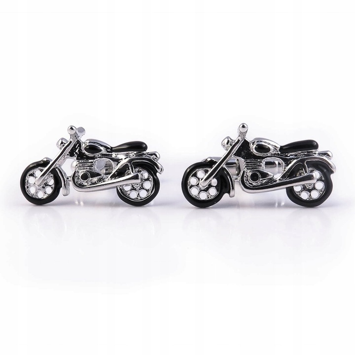 Spinki do mankietów / koszuli motocykle motory srebrne ZESTAW 2szt