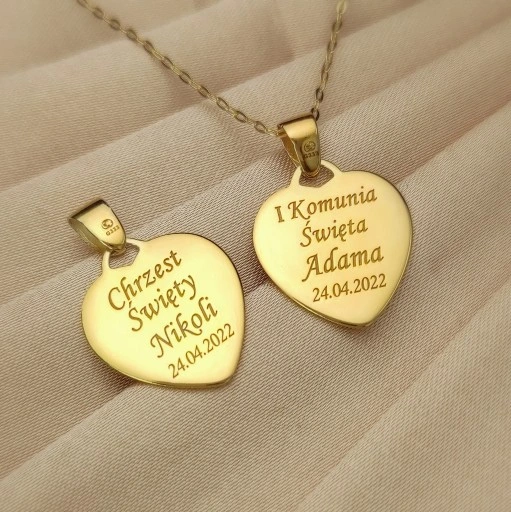 CUDOWNY ZŁOTY MEDALIK ŁAŃCUSZEK CHRZEST KOMUNIA