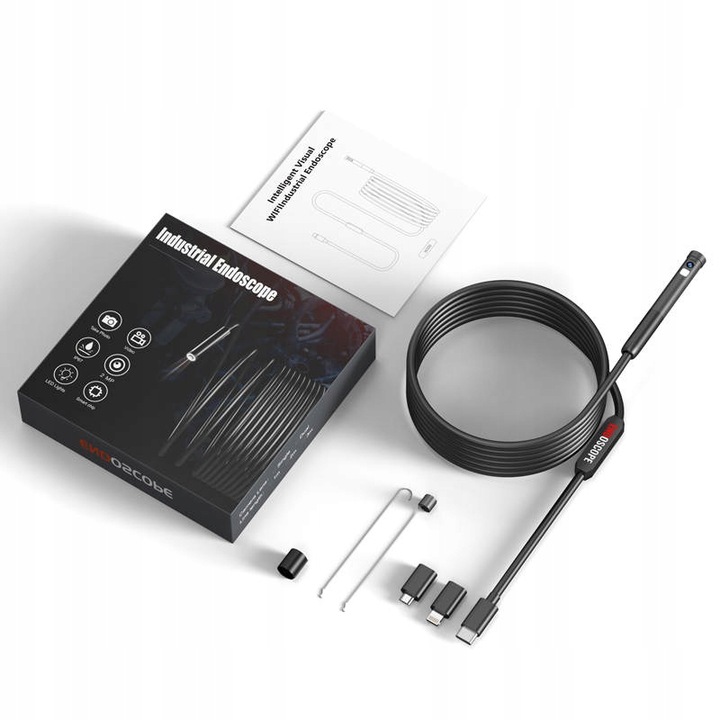 Kamera INSPEKCYJNA DUO ENDOSKOP DWIE KAMERY 2M 7LED 2xFHD WIFI do iPHONE