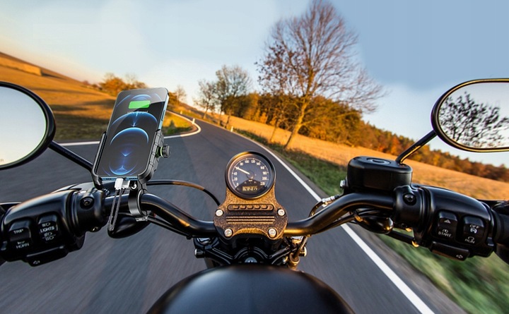 UCHWYT MOTOCYKLOWY NA TELEFON ŁADOWARKA USB 12/24v + KABEL USB 20cm