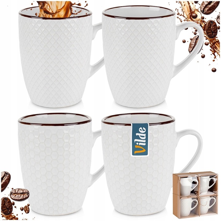 4x Duży KUBEK do napojów kawy herbaty zestaw prezentowy komplet kubków