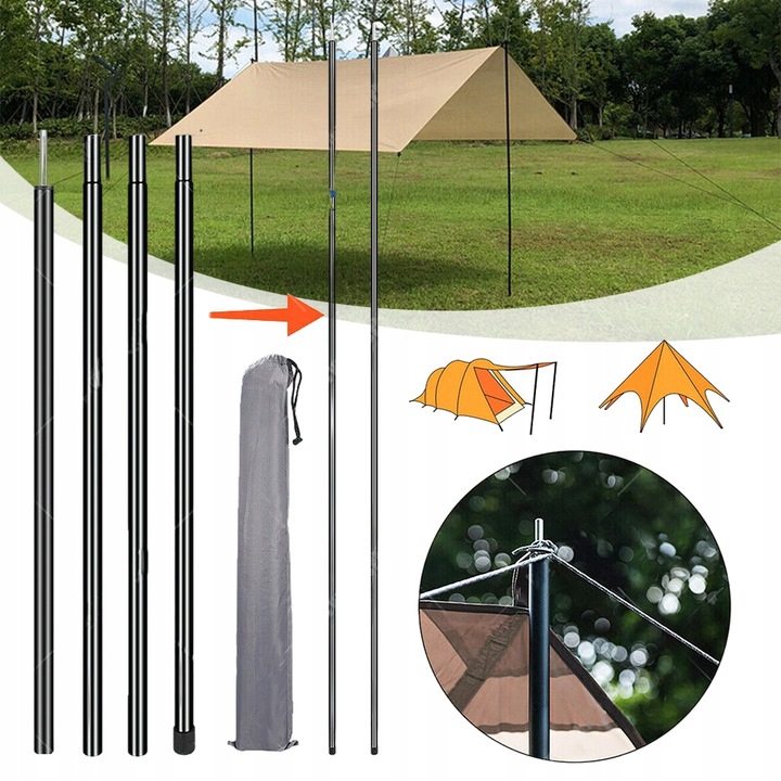 2X 2M TYCZKI NAMIOTOWE TELESKOPOWY REGULOWANY TYCZKA DO BALDACHIMU