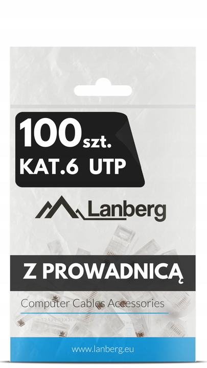 100X WTYK WTYKI KOŃCÓWKI WTYCZKA RJ45 8P8C UTP KAT.6 Z PROWADNICĄ LANBERG