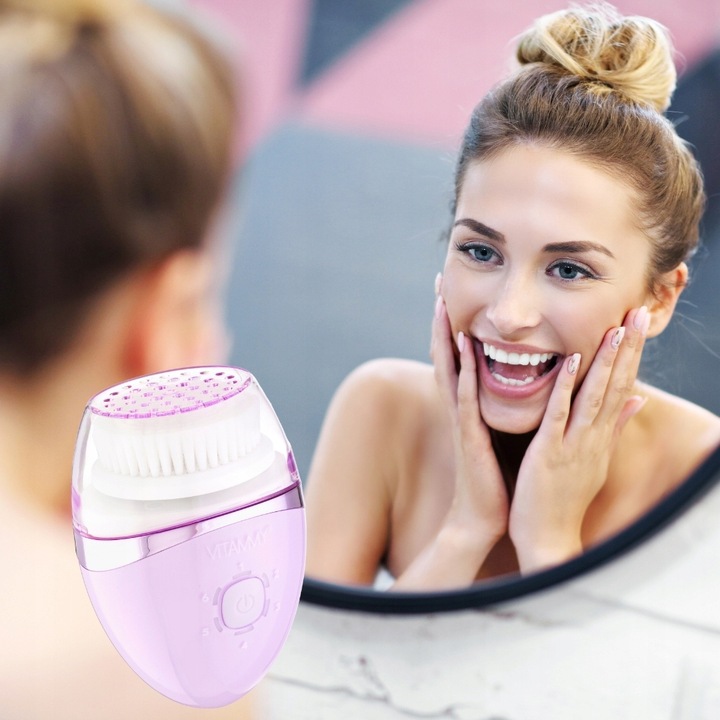 SZCZOTECZKA SONICZNA DO TWARZY 6TRYBÓW 3KOŃCÓWKI USB MASAŻ VITAMMY KLENEO