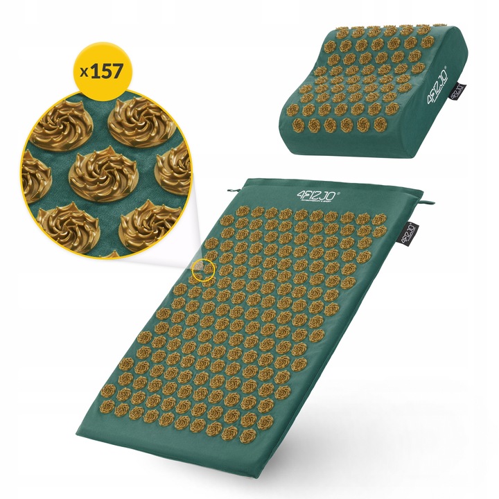 Mata do akupresury z poduszką XL 4FIZJO zielona