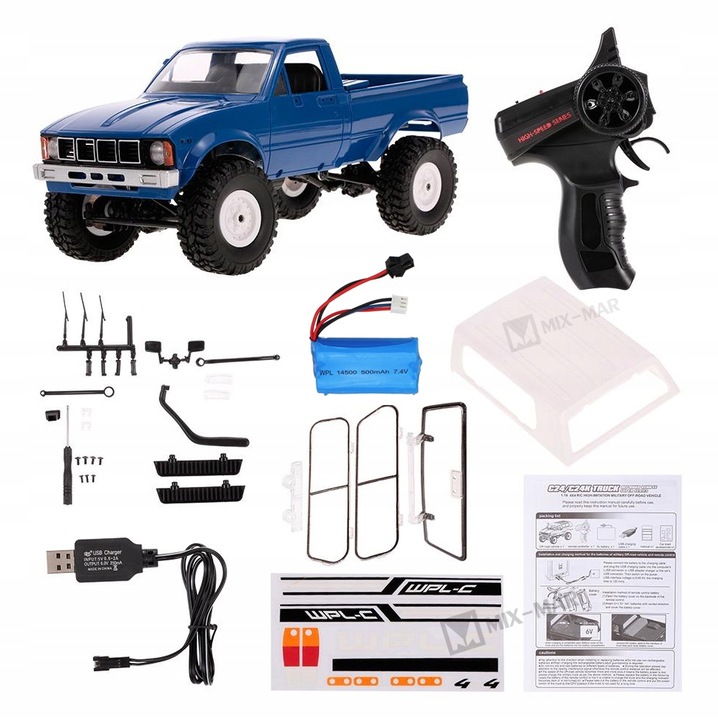 SAMOCHÓD ZDALNIE STEROWANY Auto RC TERENOWY WPL OFF ROAD 4x4 DUŻY PICKUP