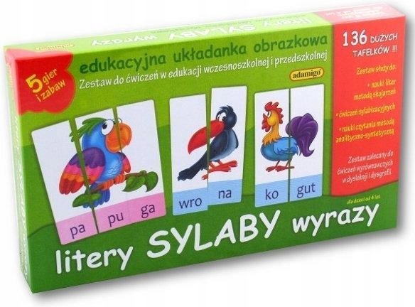 ZESTAW GRA LITERY SYLABY EDUKACYJNA UKŁADANKA