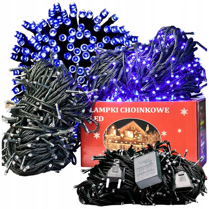 MOCNE NIEBIESKIE LAMPKI CHOINKOWE 500 LED ŚWIATEŁKA ZEWNĘTRZNE WEWNĘTRZNE