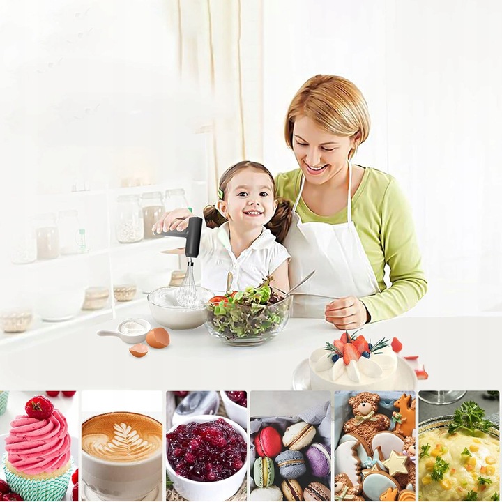 Bezprzewodowy ręczny mikser USB, 3 biegów tryb Elektryczna trzepaczka Turbo