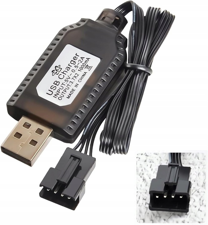 Kabel do ładowarki USB ze złączem wtykowym SM-4P do akumulatora LiPo 2S 7,4