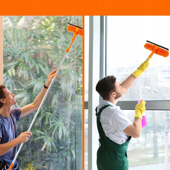 MYJKA DO OKIEN SZYB TELESKOPOWY Z ŚCIĄGACZKA WODY ZESTAW DUŻA WYSOKOŚĆ 2W1
