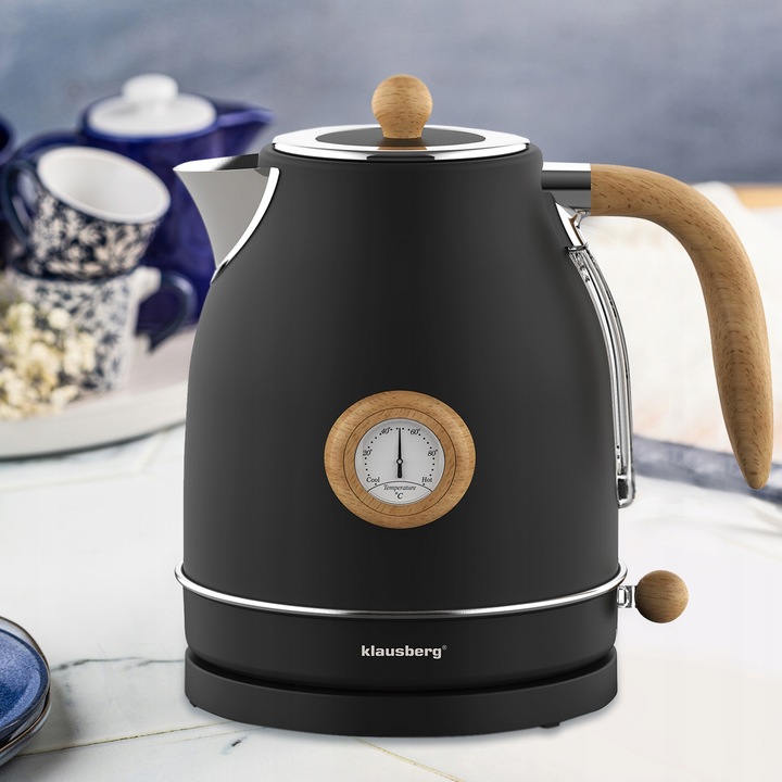 Czajnik elektryczny Klausberg KB-7907 1.7L z termometrem Czarny Retro 2200W