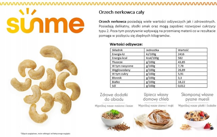 Orzechy nerkowca cały 1kg ORZECH NERKOWCA NERKOWCE CAŁE wysoka JAKOŚĆ 1000g