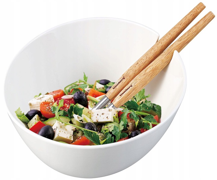 BIAŁA Porcelanowa misa 23cm do Sałaty sałatek z łyżkami Miska Duża