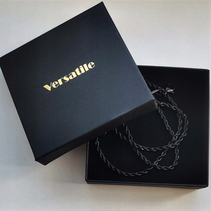 Piękny stalowy łańcuszek męski, 60cm CZARNY, idealny prezent Versatile