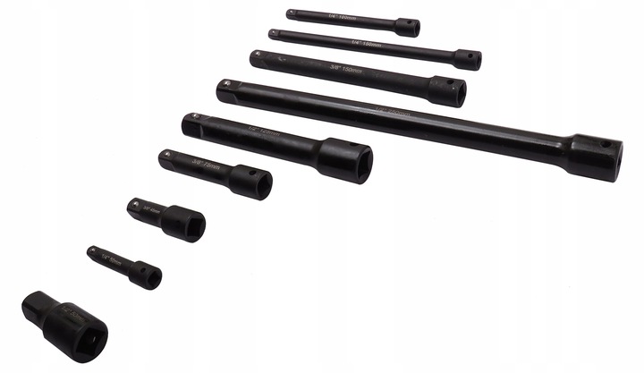 ZESTAW PRZEDŁUŻEK UDAROWYCH 9 EL. PRZEDŁUŻKI UDAROWE 1/4 3/8 1/2 DO KLUCZY