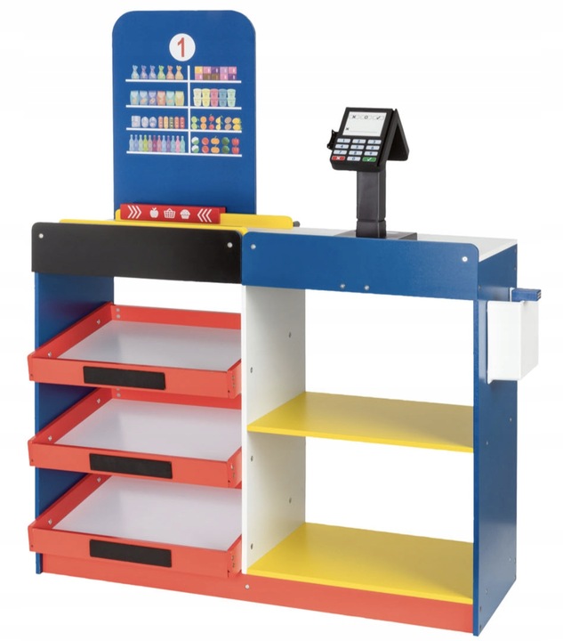 DREWNIANY SKLEP LIDL Z KASĄ I AKCESORIAMI DLA DZIECI PLAYTIVE