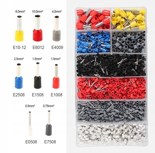 ZACISKARKA DO TULEJEK KONEKTORÓW PRZEWODÓW KABLI PRASKA - ZESTAW 1800 SZT