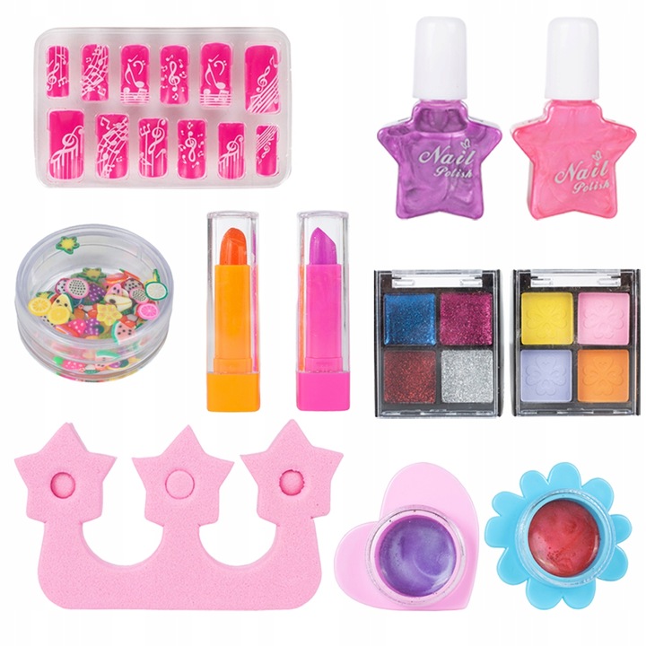 ZESTAW MAKE UP MANICURE W KUFERKU DLA DZIECI DO MALOWANIA PAZNOKCI LAKIERY
