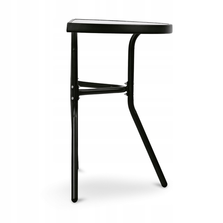 Stolik Metalowy Półokrągły ze Szklanym Blatem Hartowanym do Balkonu Taras