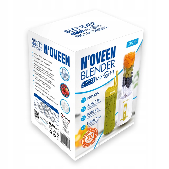 BLENDER SMOOTHIE KOKTAJL NOVEEN SB210 + 2 BUTELKI