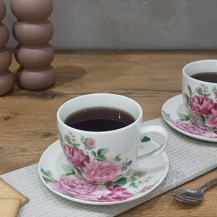 LIVELLO KOMPLET 2 FILIŻANEK PORCELANOWYCH ZE SPODKIEM 250 ML / 14 CM KWIATY