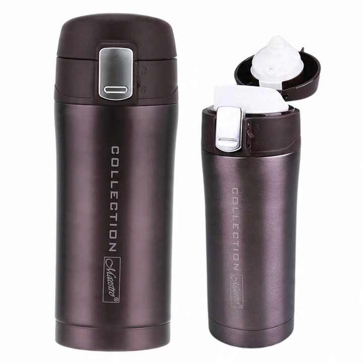 Brązowy KUBEK TERMICZNY TERMOS Stalowy Bidon 320ml Maestro Brown