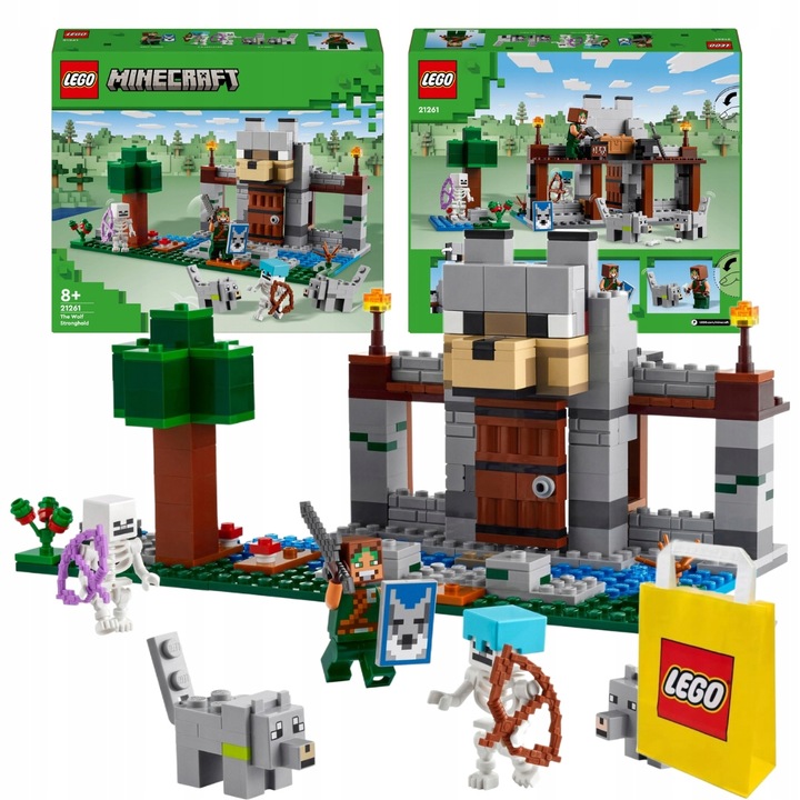 LEGO Minecraft 21261 Wilcza Twierdza Zamek Treser Wilków 2x Szkielet 2xWilk