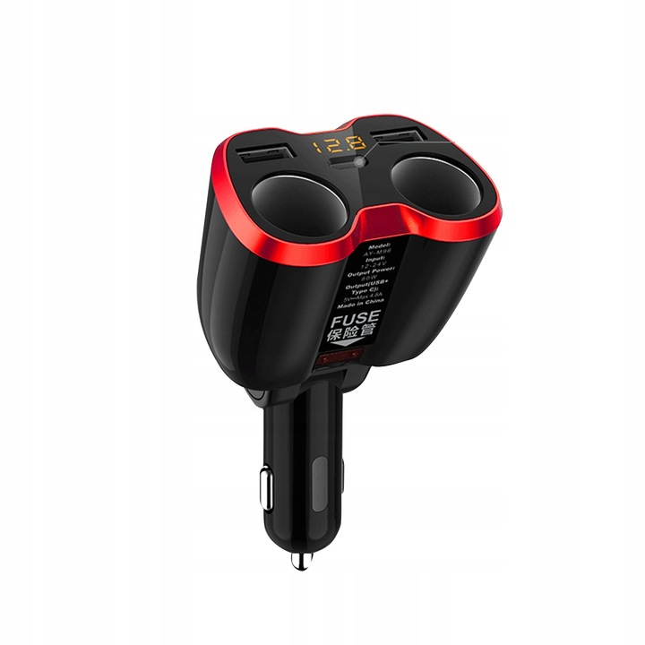 Rozdzielacz Gniazda Zapalniczki 12-24V Ładowarka 2xUSB QC Woltomierz 150W