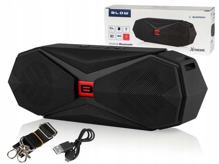 MOCNY GŁOŚNIK BLUETOOTH BOOMBOX BEZPRZEWODOWY RADIO PRZENOŚNY USB SD PASEK