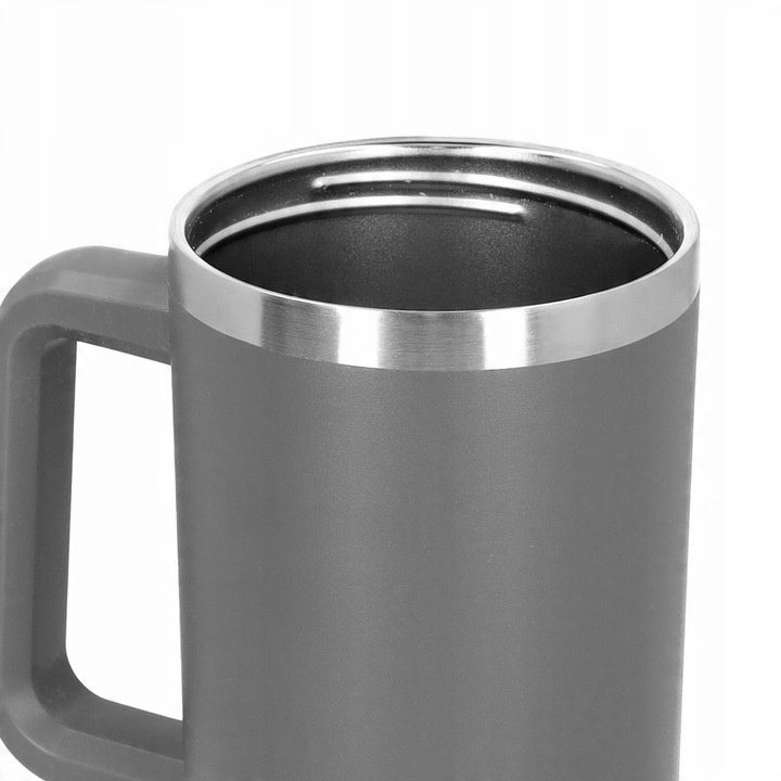 Kubek termiczny ze słomką próżniowy na kawę herbatę szary duży 1,2l