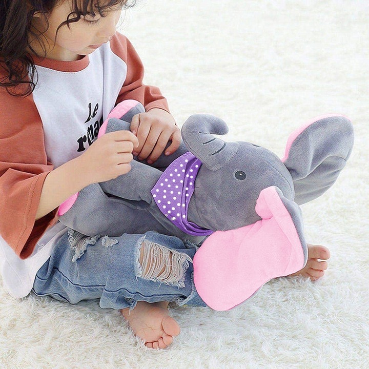 Słoń Pluszak Peek-A-Boo Zabawa W Chowanego Dla Dzieci Interaktywna Prezent