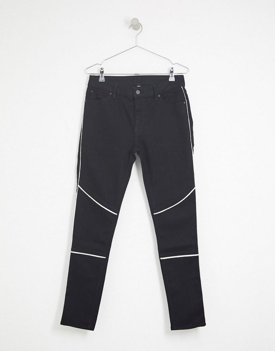 JEANSY DOPASOWANE CZARNE LAMPASY W26 L30 A05