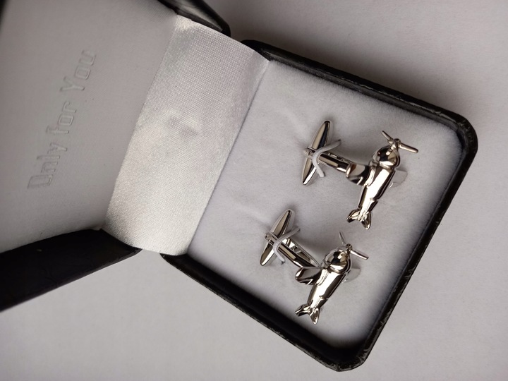 Srebrne spinki do mankietów Samolot