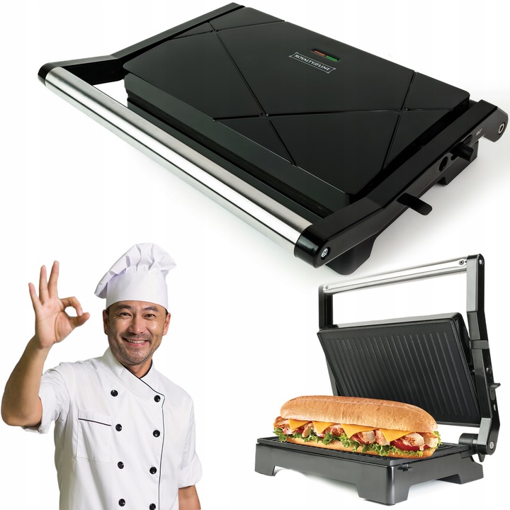 OPIEKACZ DO KANAPEK PANINI TOSTER ROZKŁADANY GRILL 2w1 NON-STICK Duży XXL