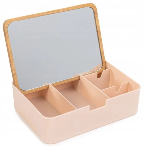 Organizer pojemnik różowy z lusterkiem NADRUK własny PREZENT URODZINY