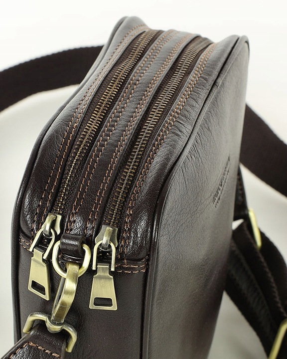 Torebka listonoszka NA SZEROKIM PASKU skórzana dwie komory Marco Mazzini