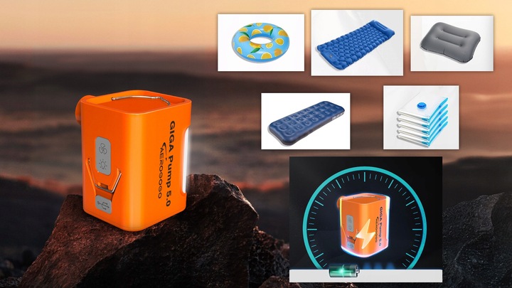 GIGA PUMP 5.0 POMPKA DO MATERCA Z LAMPKĄ 5 końcówek 260l/min 5kPa