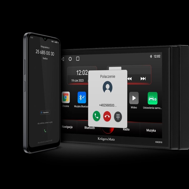 Kruger&Matz KM2010 Radio Samochodowe BT CarPlay Android +++ kamera cofania