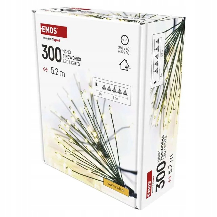 Lampki świąteczne nano łezki frędzle 300 LED 5,2 m ciepła biel IP20 timer